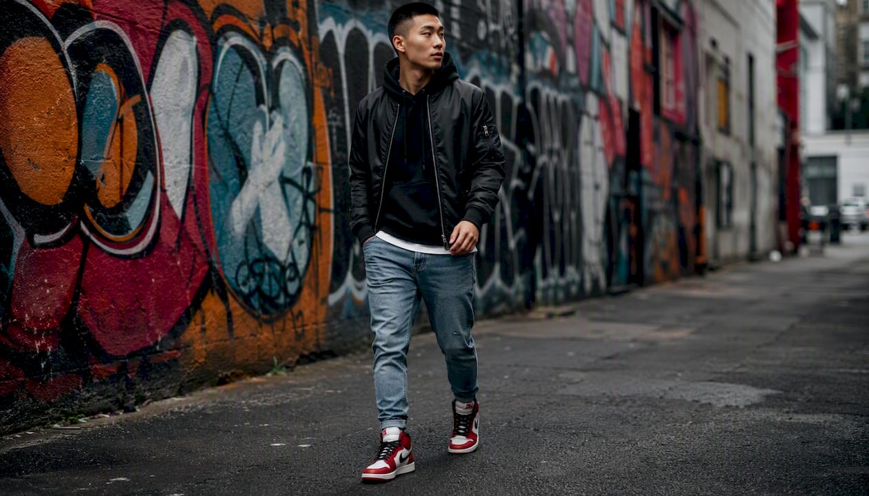 Clean retro platform sneakers walking
