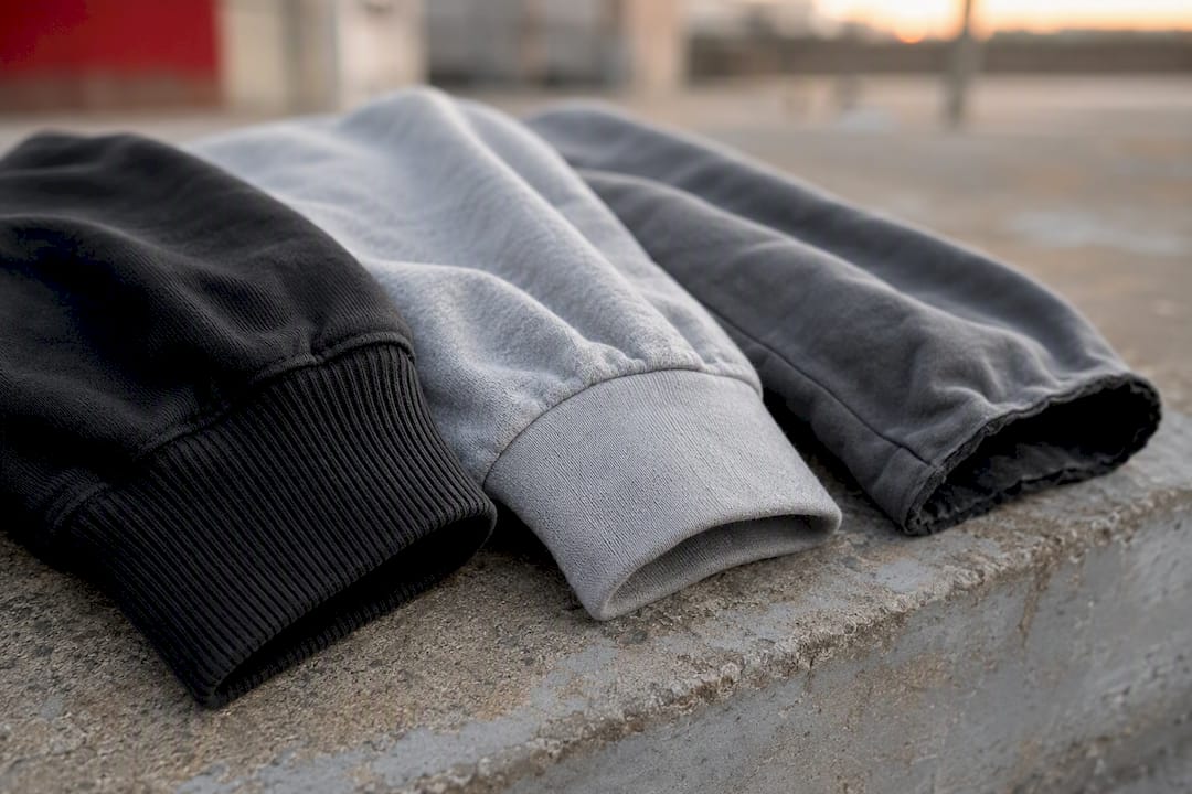Three jogger cuff styles close-up