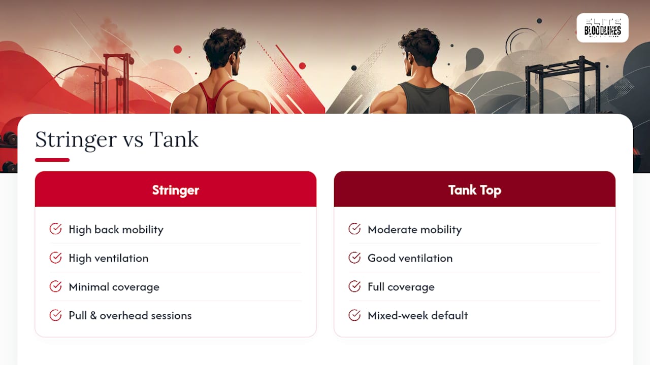 Diagram comparing stringer and tank top fitness features