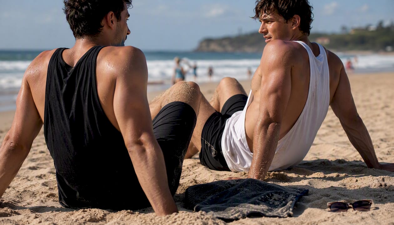 Outdoor sun exposure contrast stringer and tank top