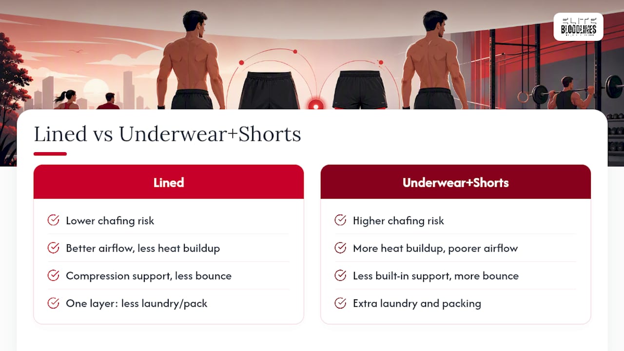 Lined and unlined shorts comparison
