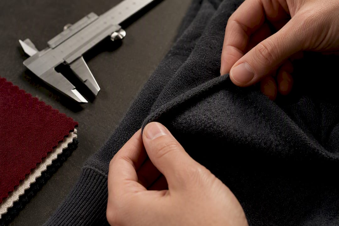 Close-up of dense heavyweight cotton fleece