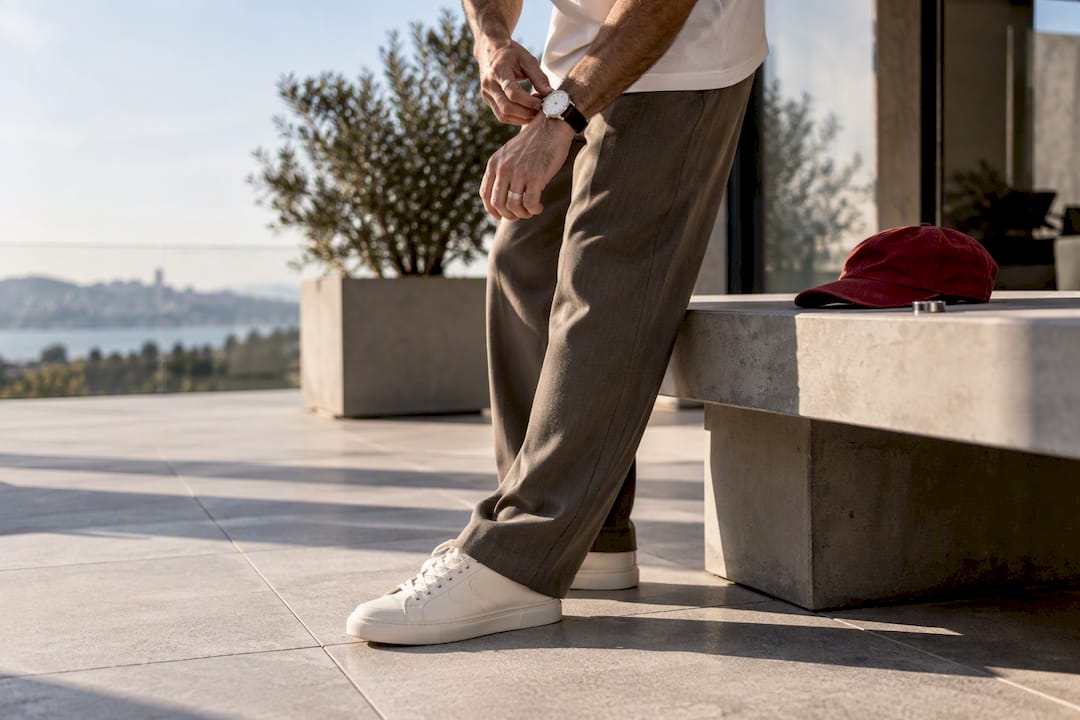 Sneakers and accessories finishing streetwear outfit