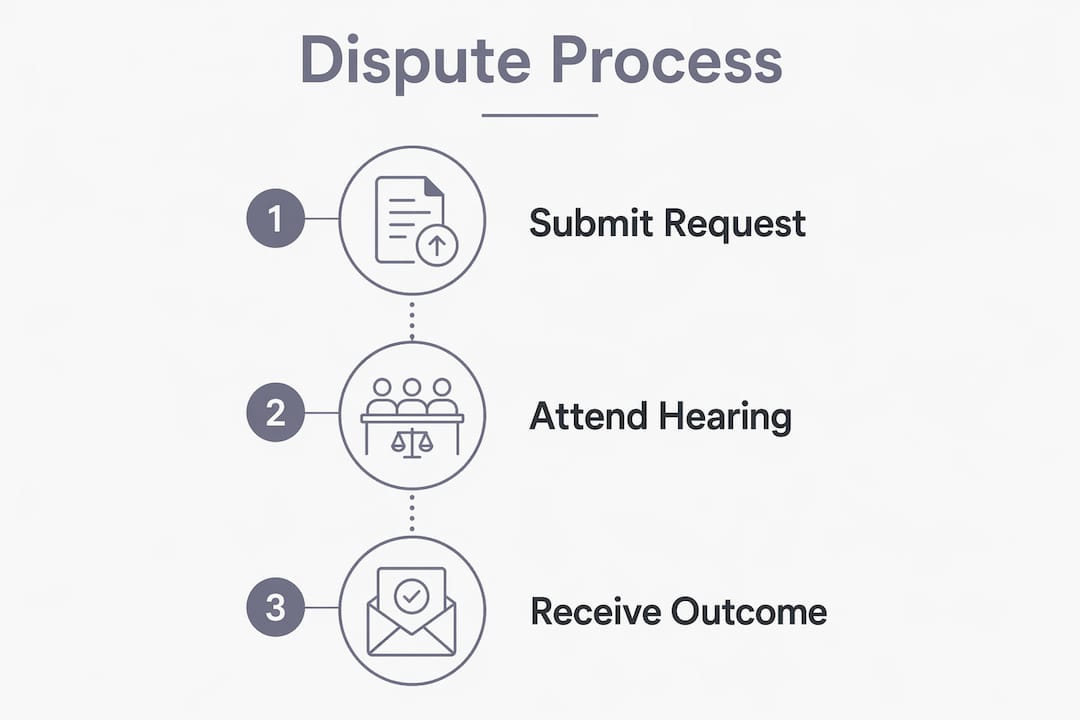 Infographic showing steps to dispute red light camera ticket