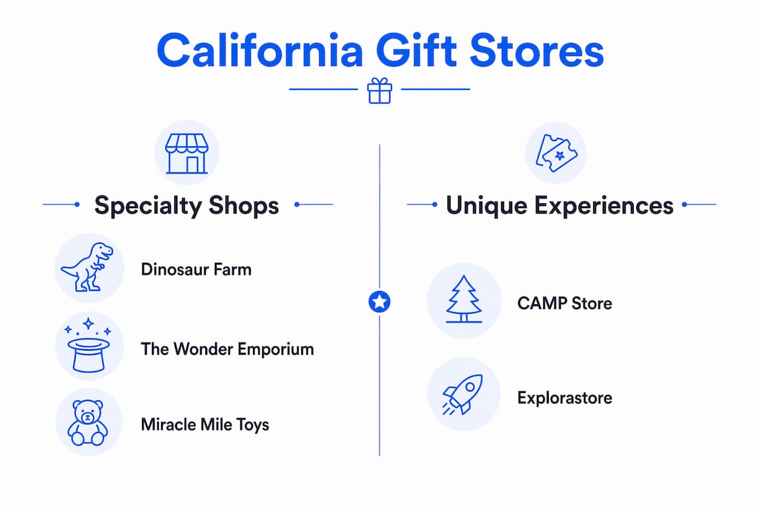 Infographic comparing specialty and experiential toy stores in California