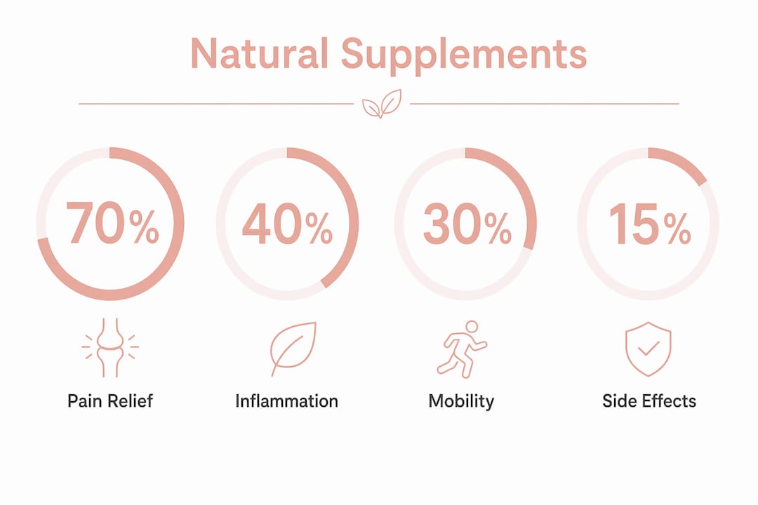 Infographic summarizing natural supplements benefits for dog pain relief