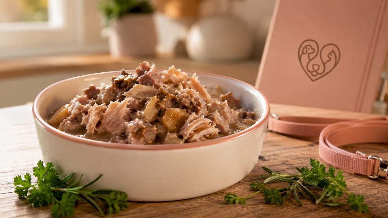 Close-up of nutritious wet cat food in bowl