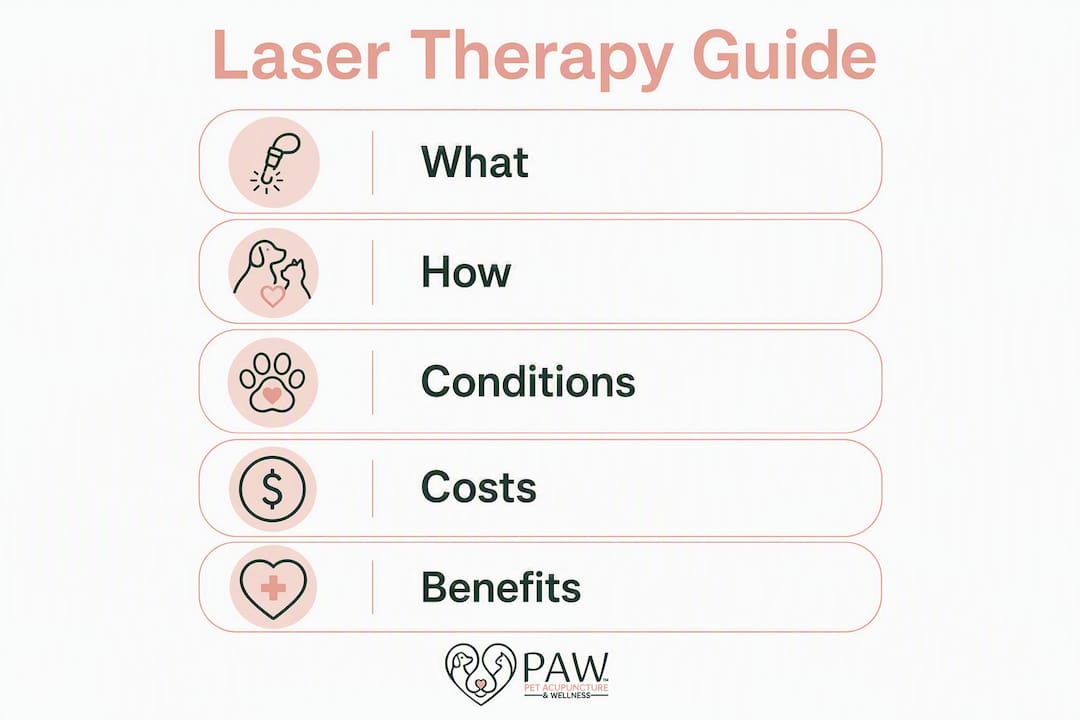 Infographic outlining key points of dog laser therapy