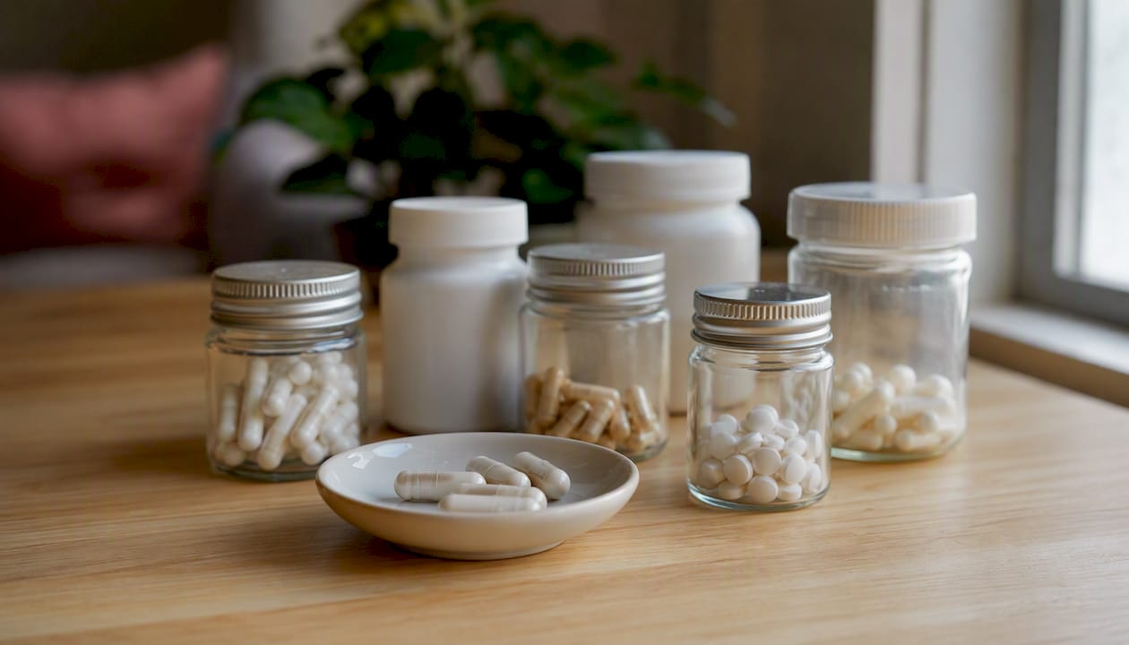 Phosphate binder medications close-up on table