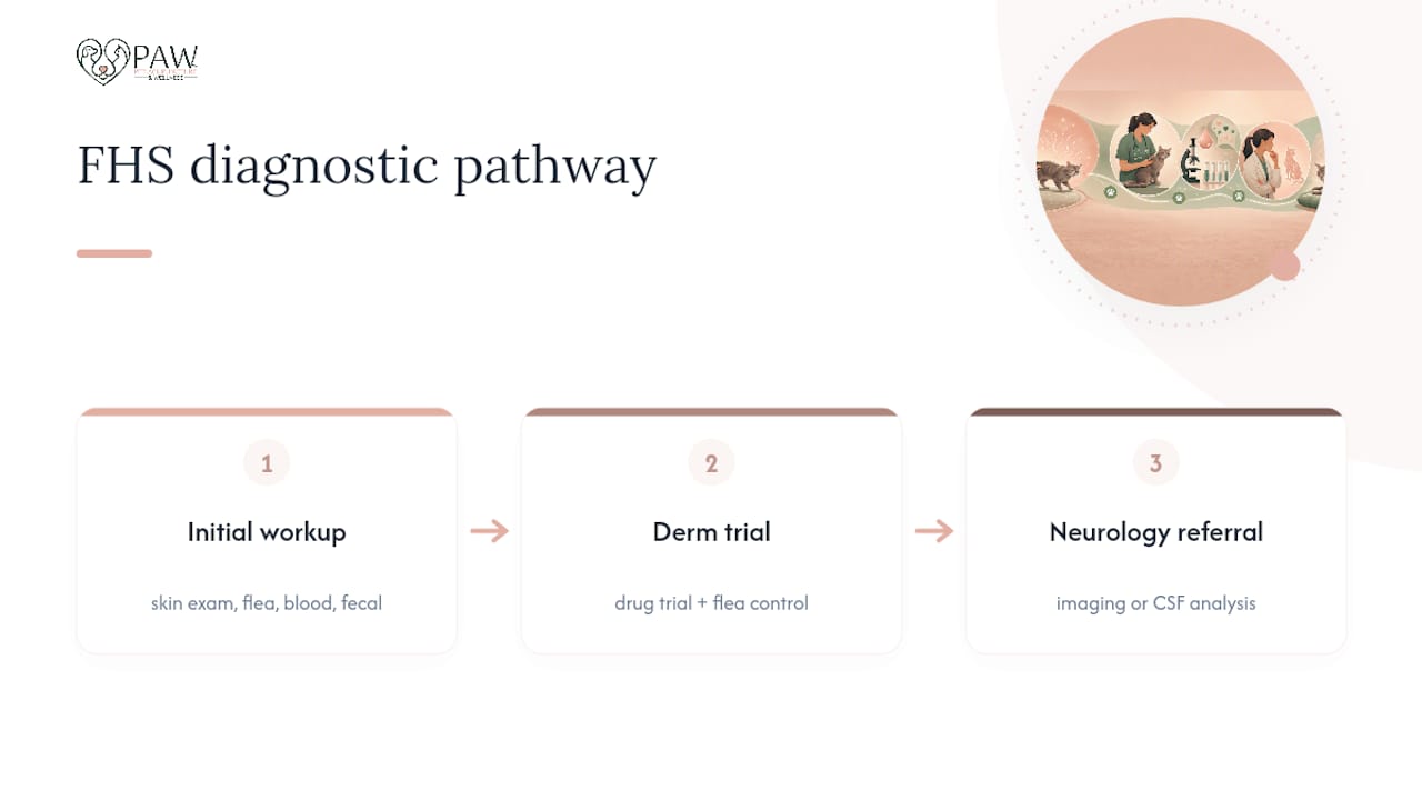 Feline hyperesthesia rule-out diagnostic pathway
