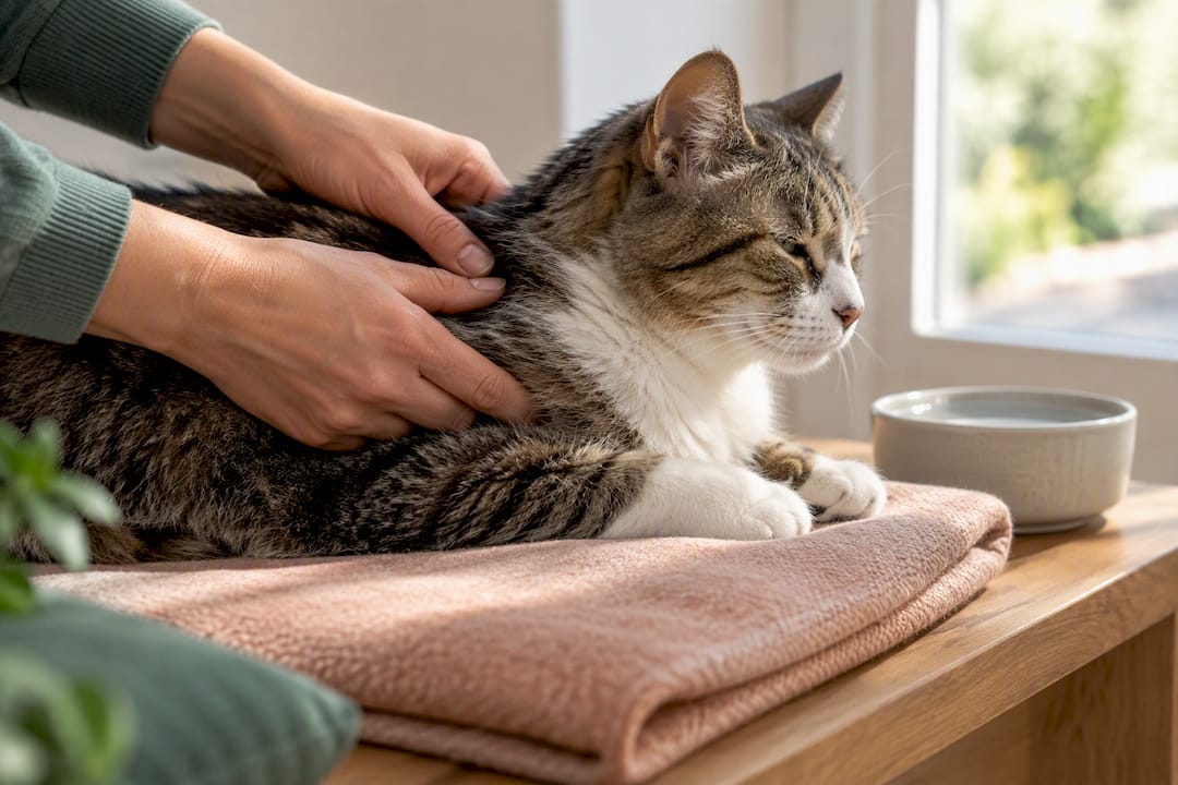 Owner practicing gentle pressure point technique