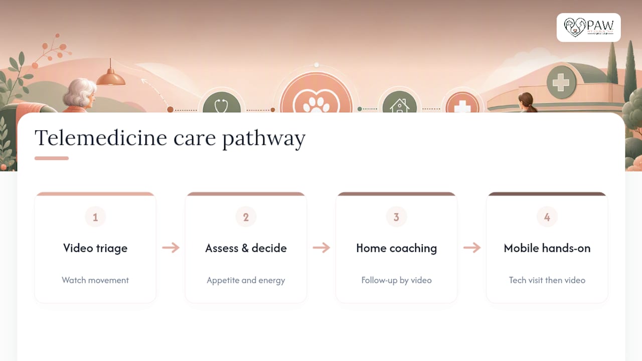Telemedicine pathway to home or hands-on care