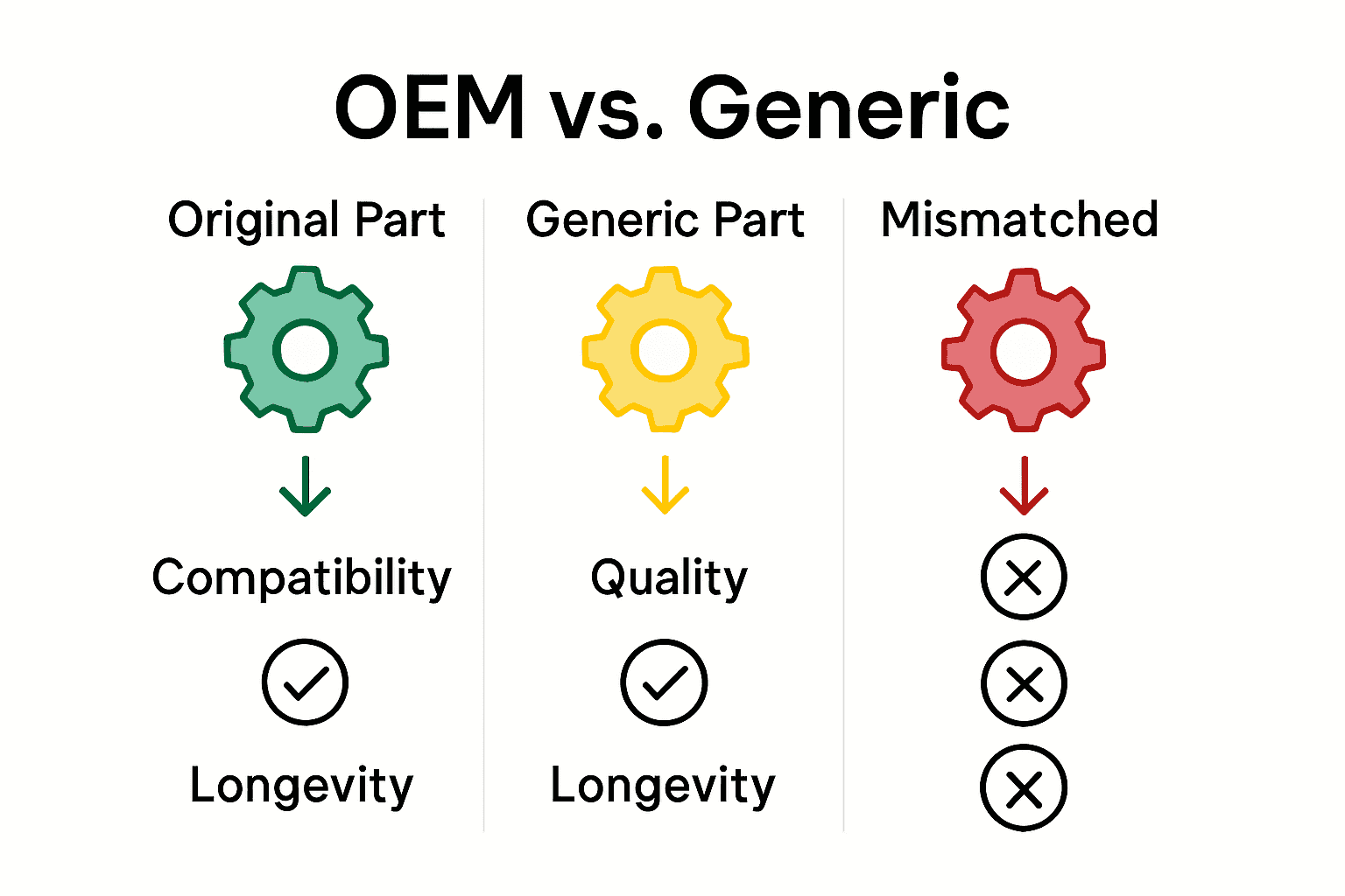 OEM versus generic coffee machine parts comparison infographic