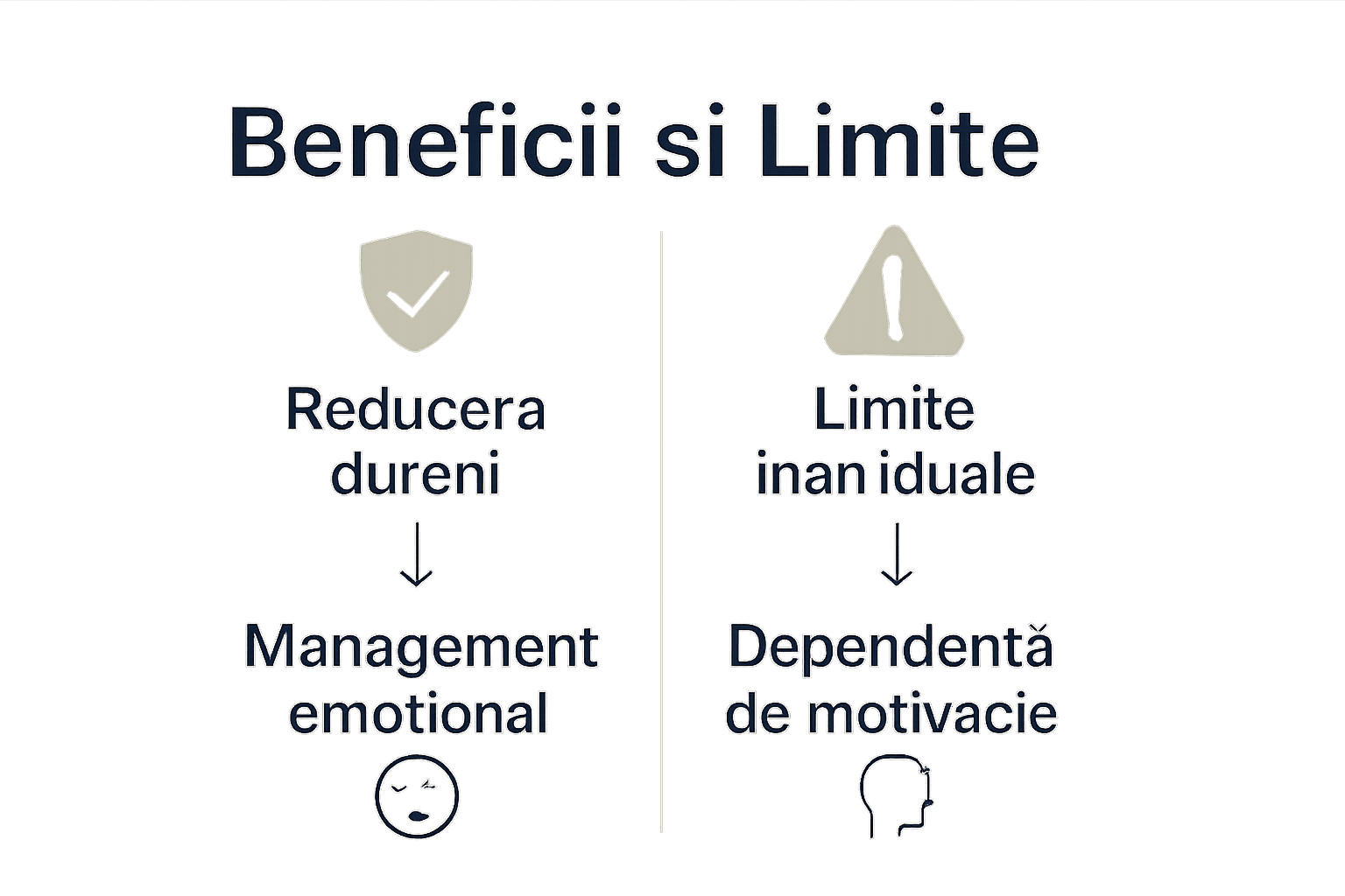 Infografic Beneficii versus Limite intervenție psihologică