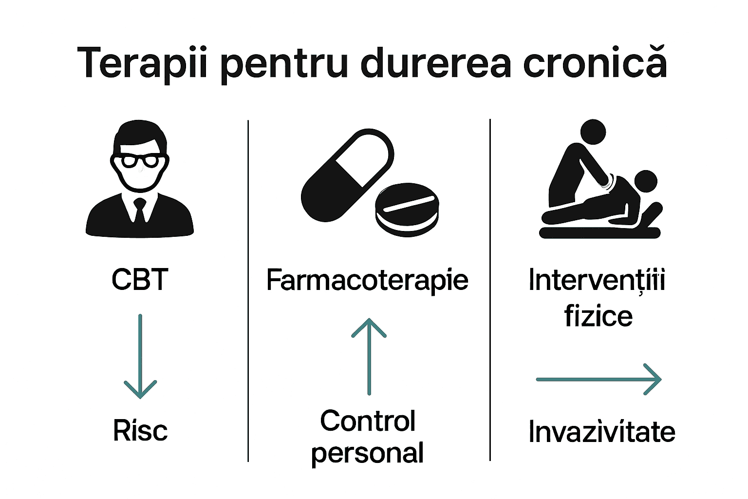 Infografic comparativ terapii durere cronică