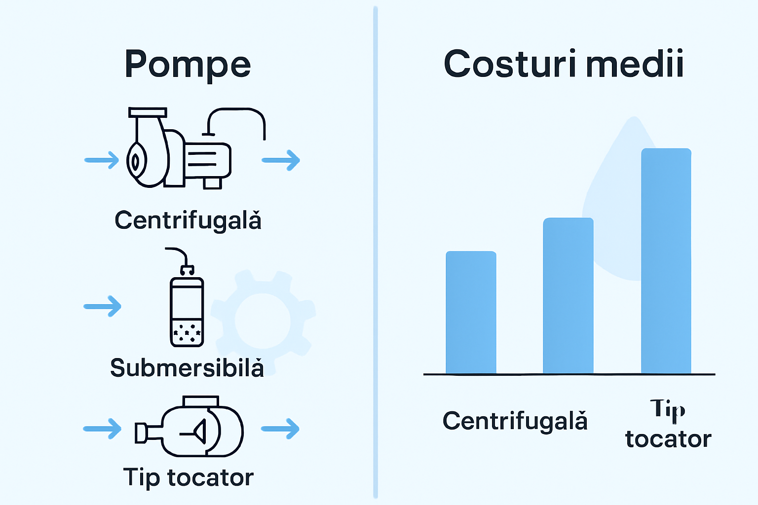 Infographic comparing home appliance pump types
