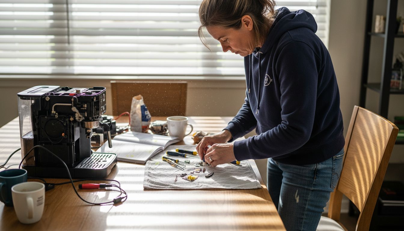 Workspace setup for coffee machine upgrade