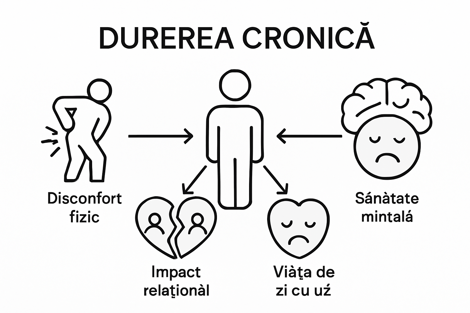 Infografic care ilustrează impactul durerii cronice asupra organismului