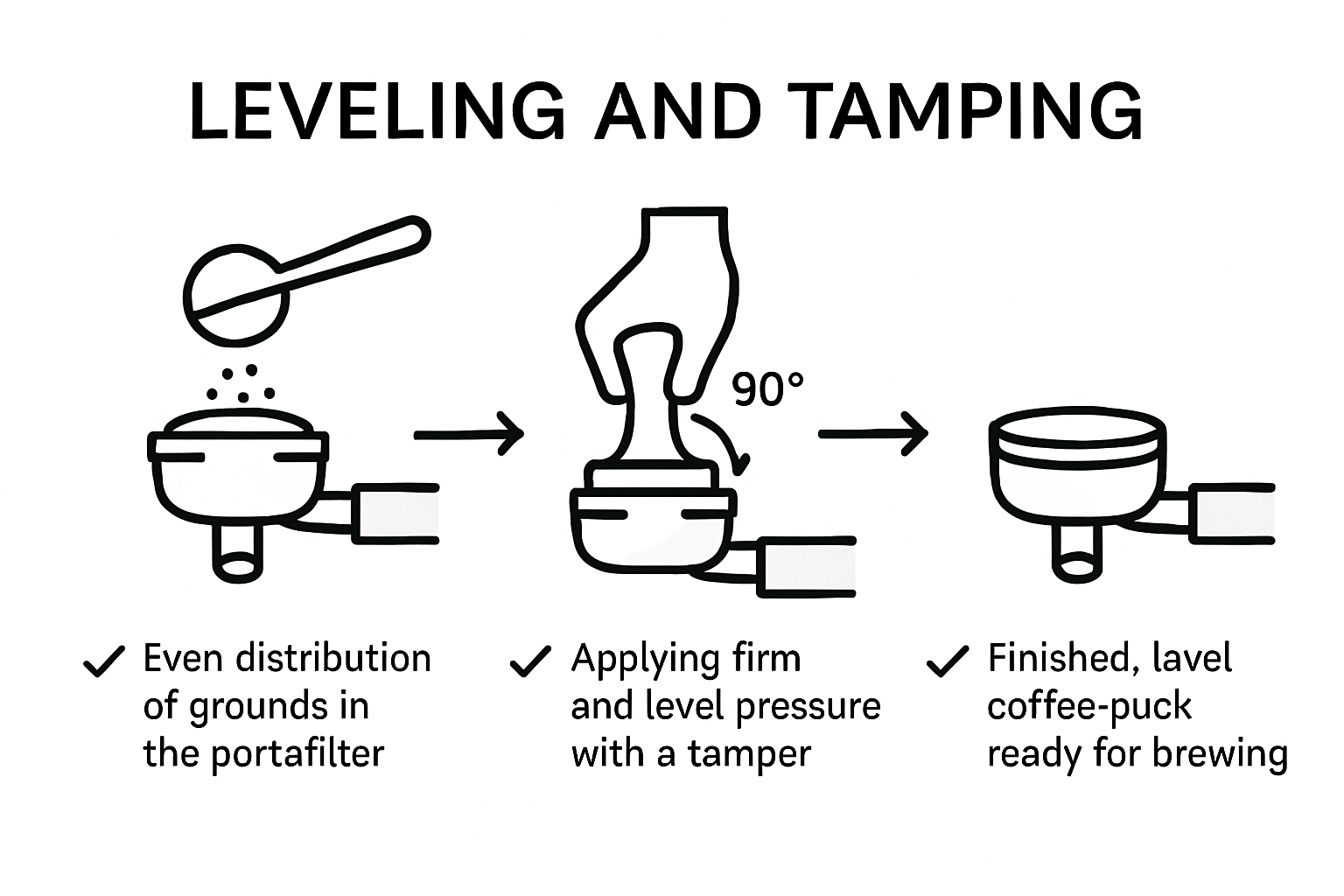 Infographic showing three steps of tamping