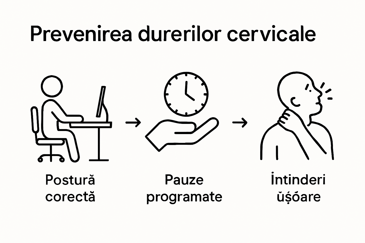 Infografic în trei pași pentru a preveni durerile de gât