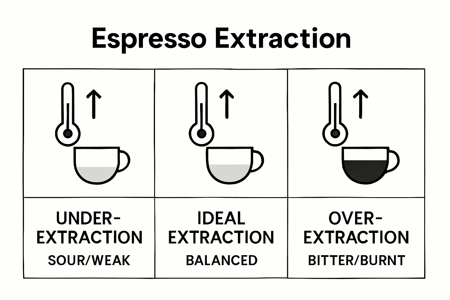 Espresso extraction temperature infographic