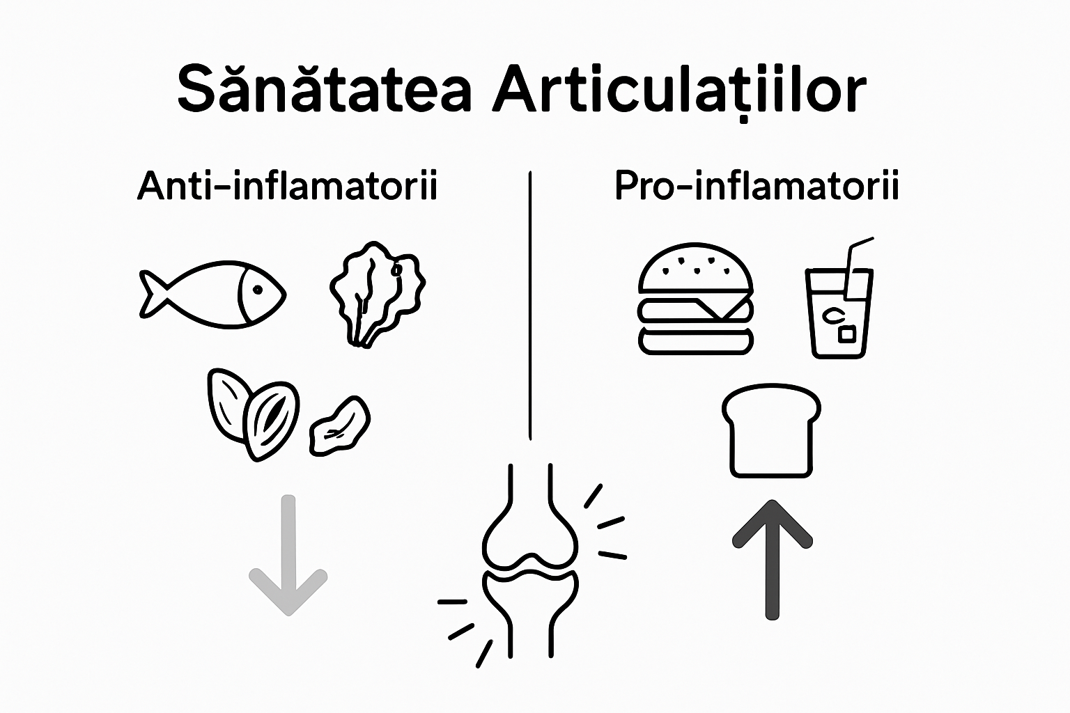Infografic: alimente care protejează sau afectează sănătatea articulațiilor