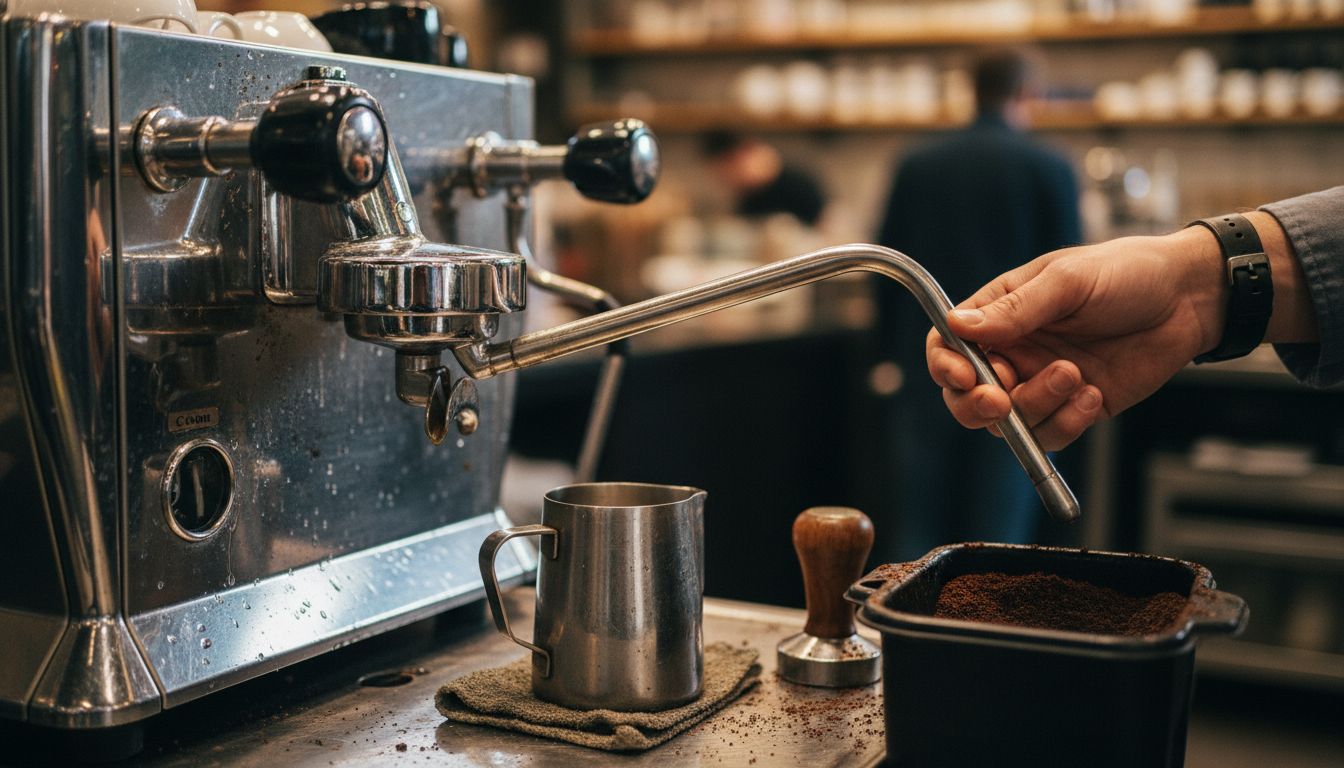 Articulating steam wand on espresso machine