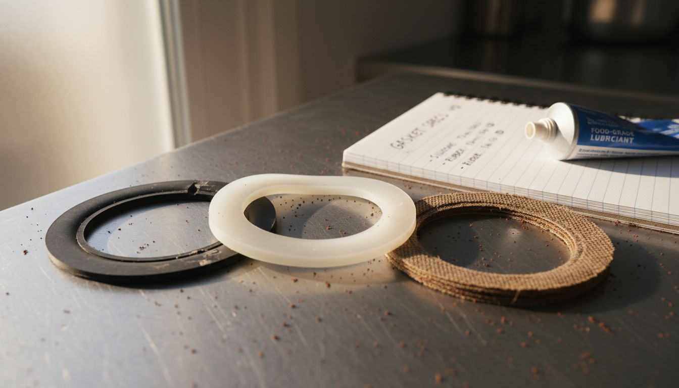 Assorted coffee machine gaskets on workbench