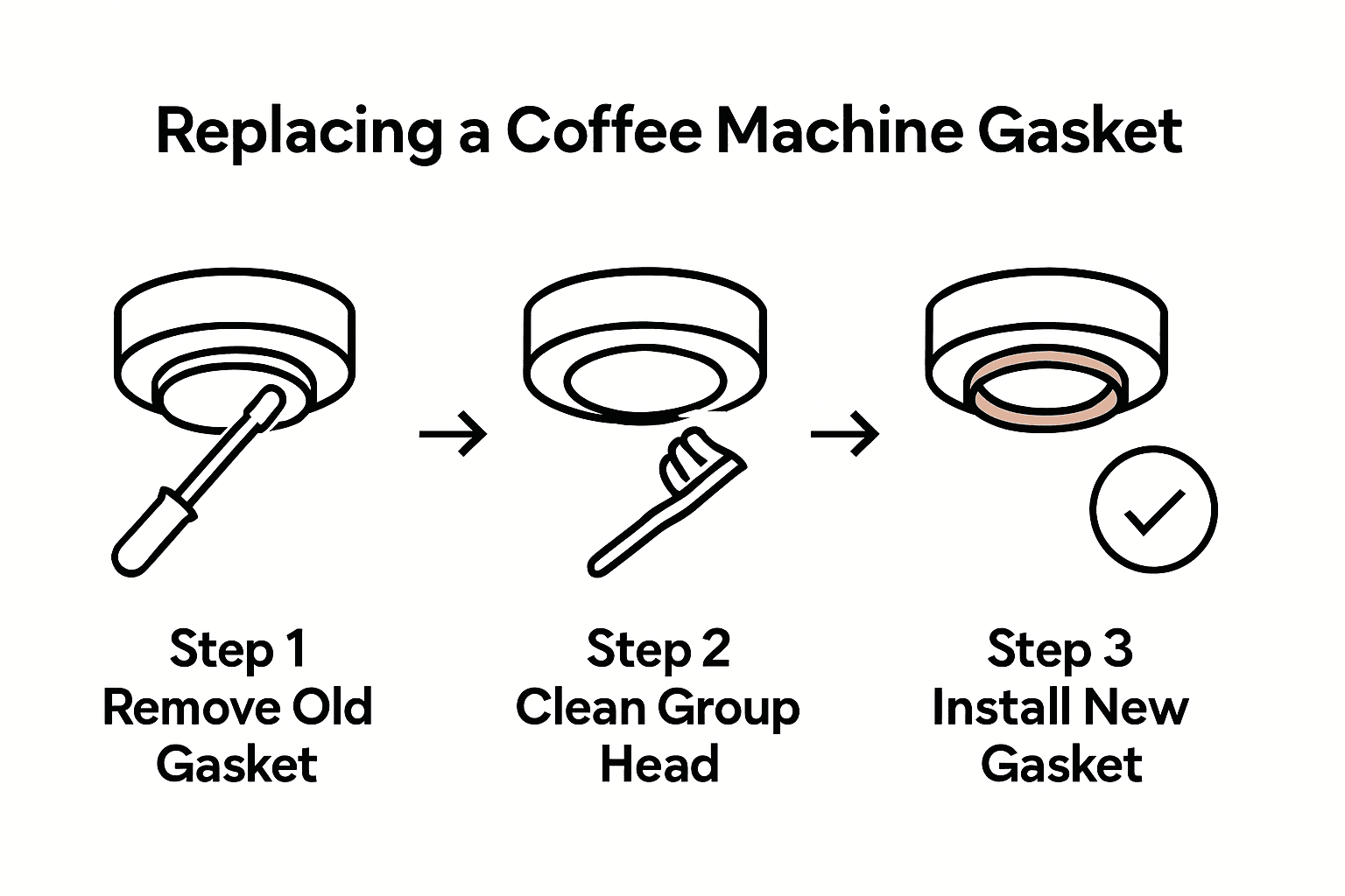 Infographic on coffee gasket replacement process