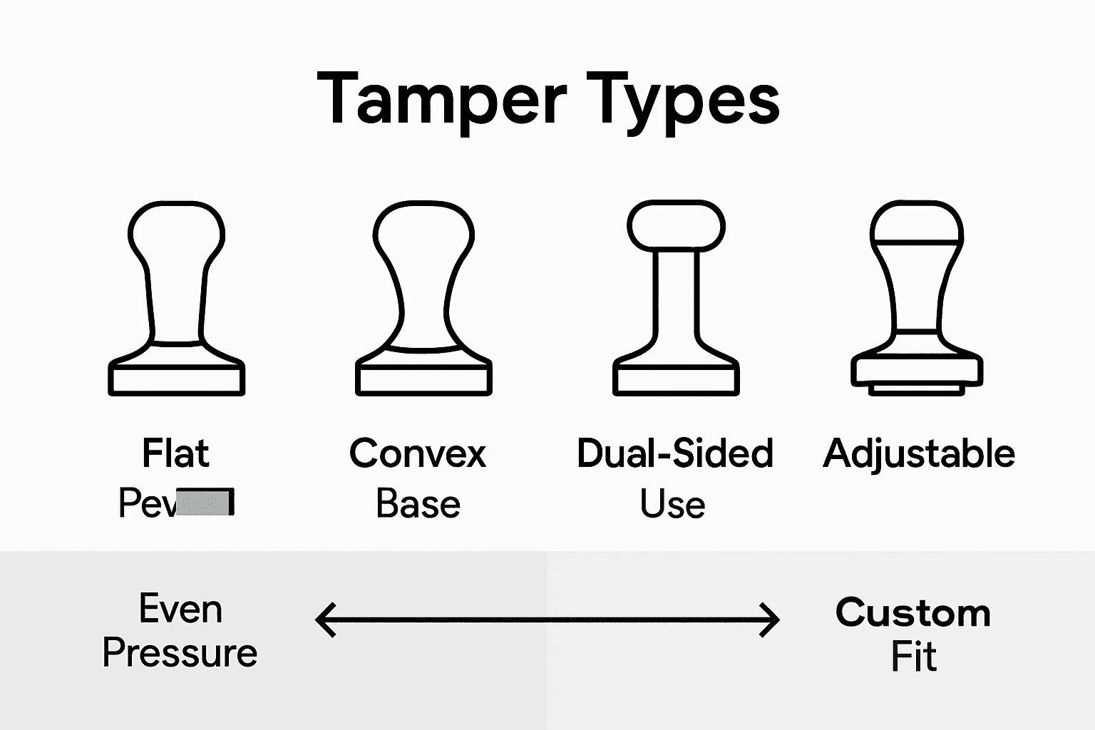 Comparison of coffee tamper types infographic