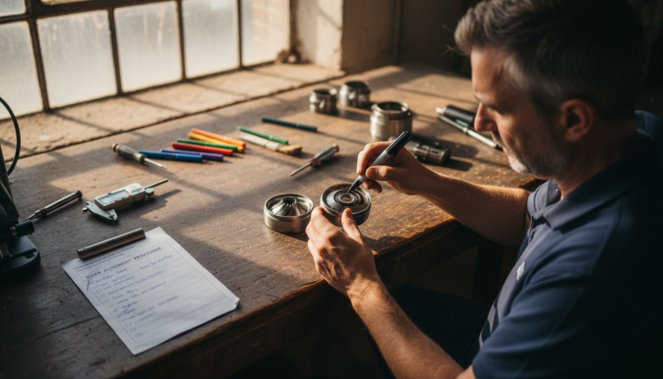Technician performing burr marker test