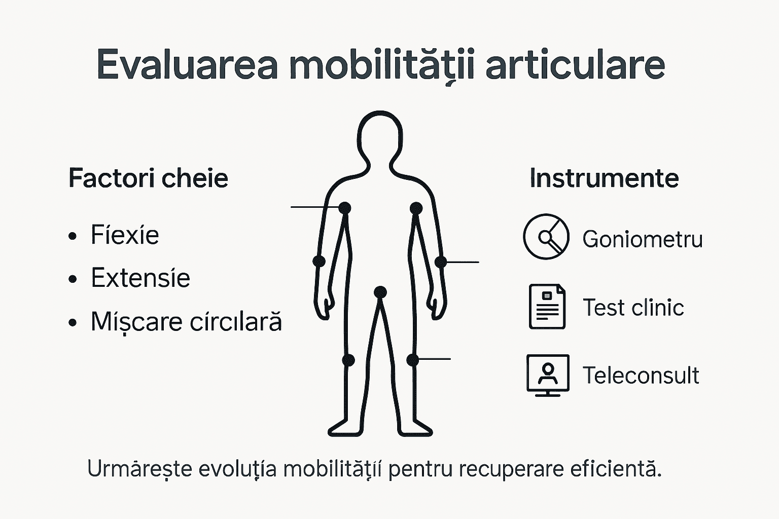 Infografic: Cum verificăm corect mobilitatea articulațiilor – etapele esențiale