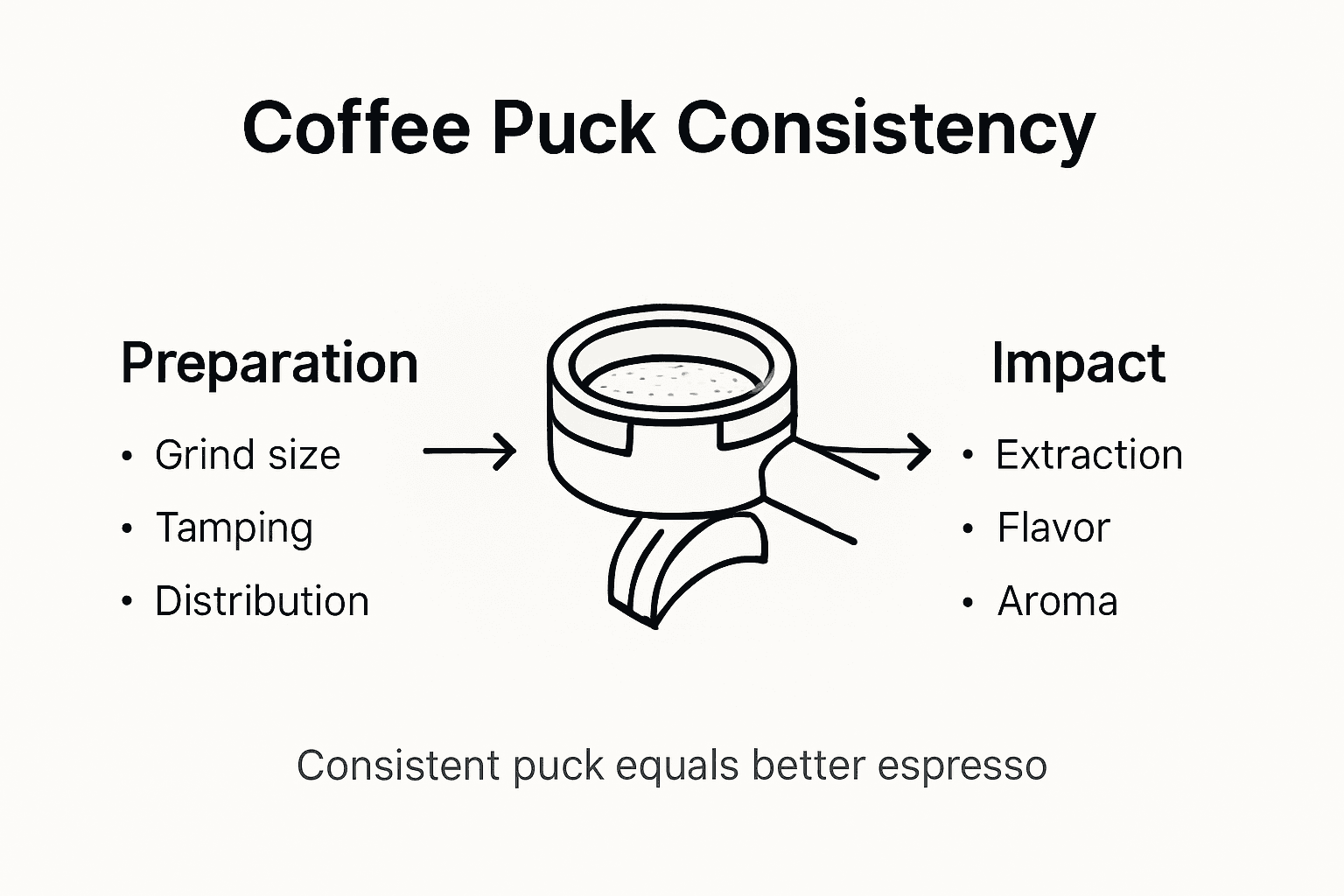 Infographic showing coffee puck consistency factors
