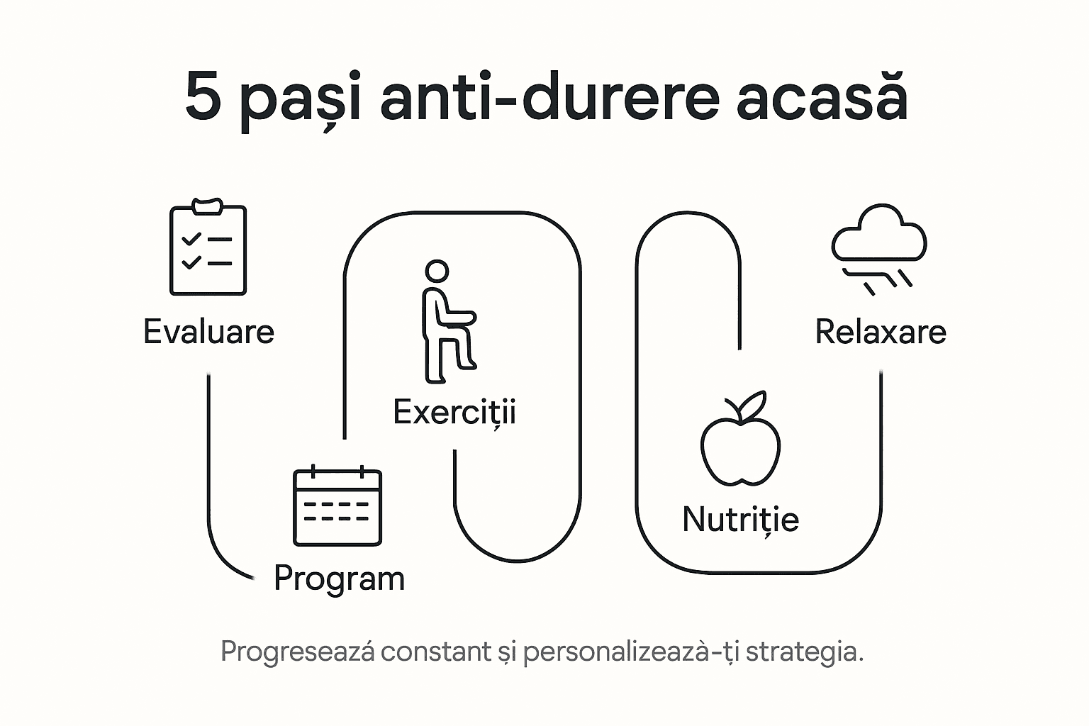 Infografic: pași de bază pentru o rutină eficientă împotriva durerii