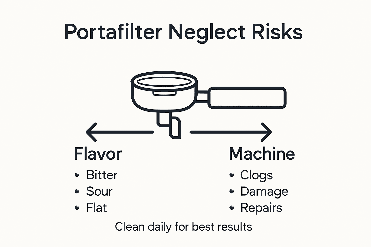 Infographic showing portafilter neglect risks summary
