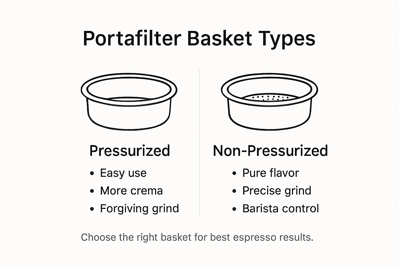 Infographic comparing portafilter basket types