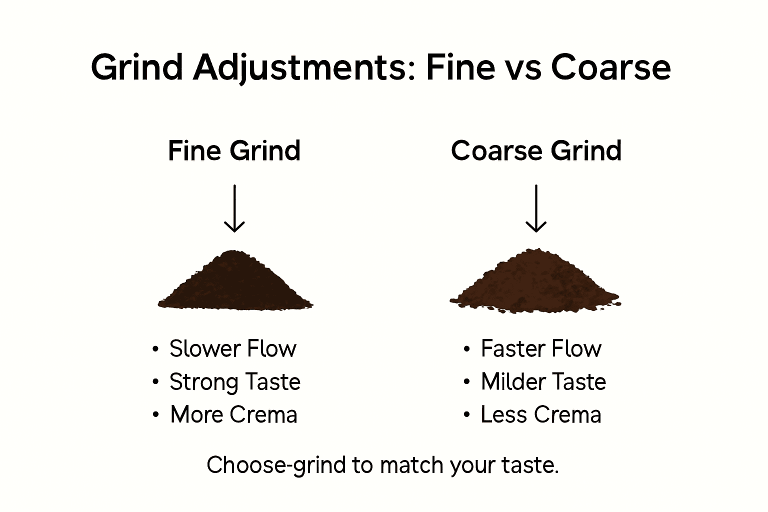 Infographic showing fine vs coarse grind differences