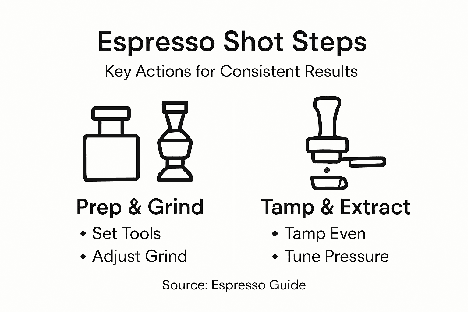 Infographic of espresso shot consistency steps