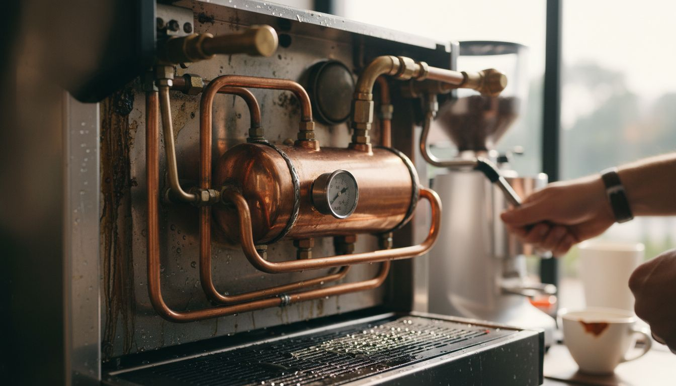 Close view of heat exchanger mechanics