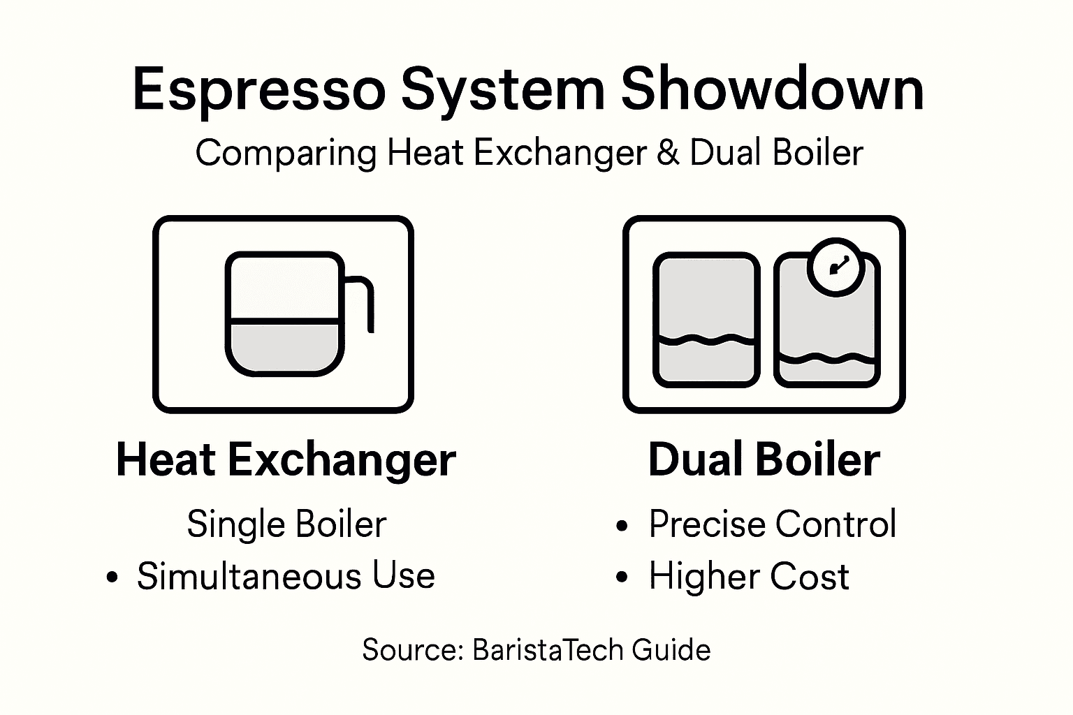 Infographic comparing espresso systems