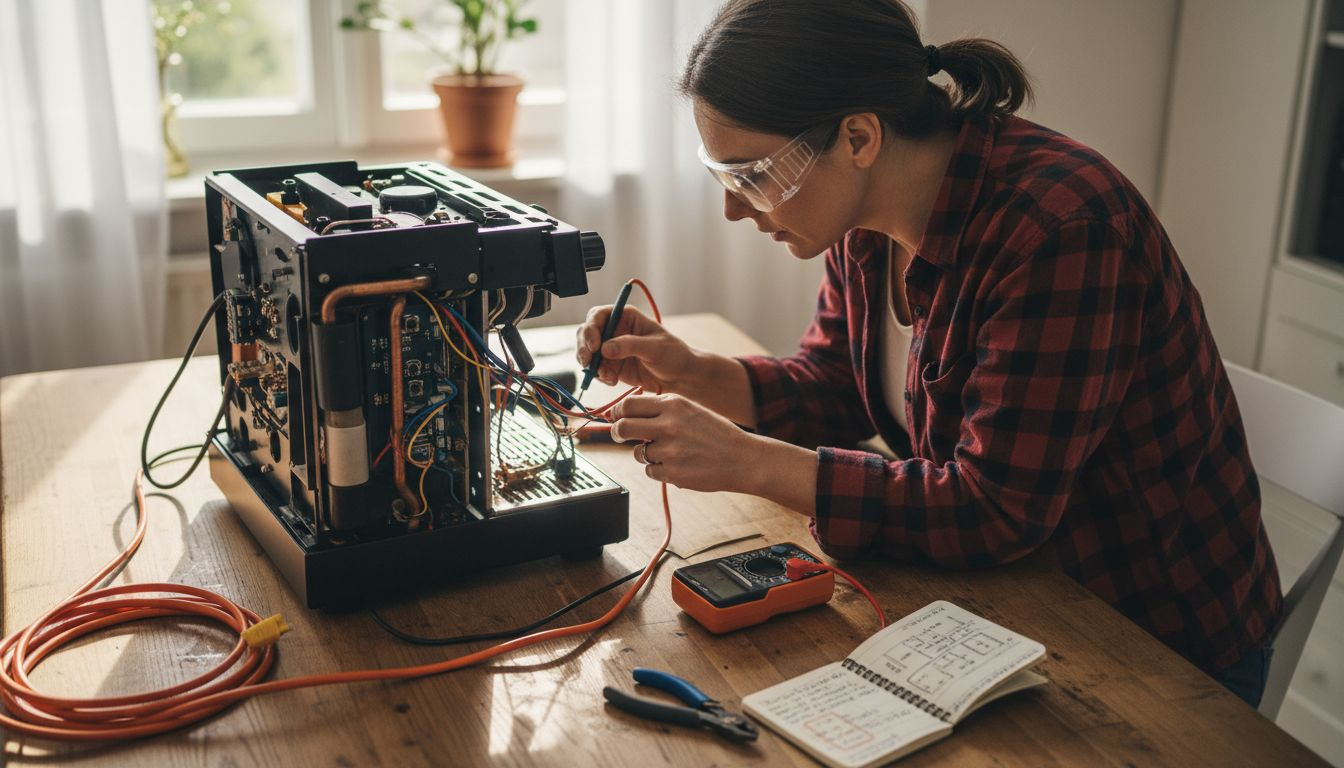 Testing espresso machine grounding with multimeter