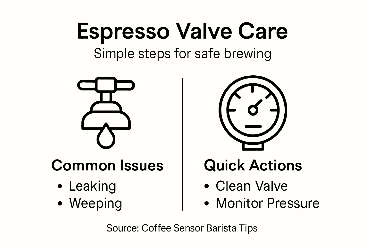 Infographic about espresso valve maintenance steps