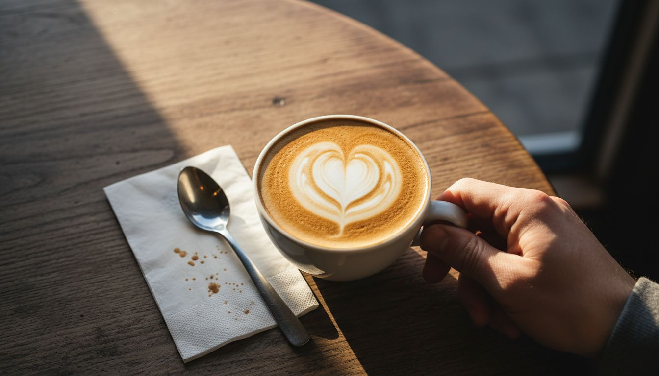 Heart latte art using microfoam texture