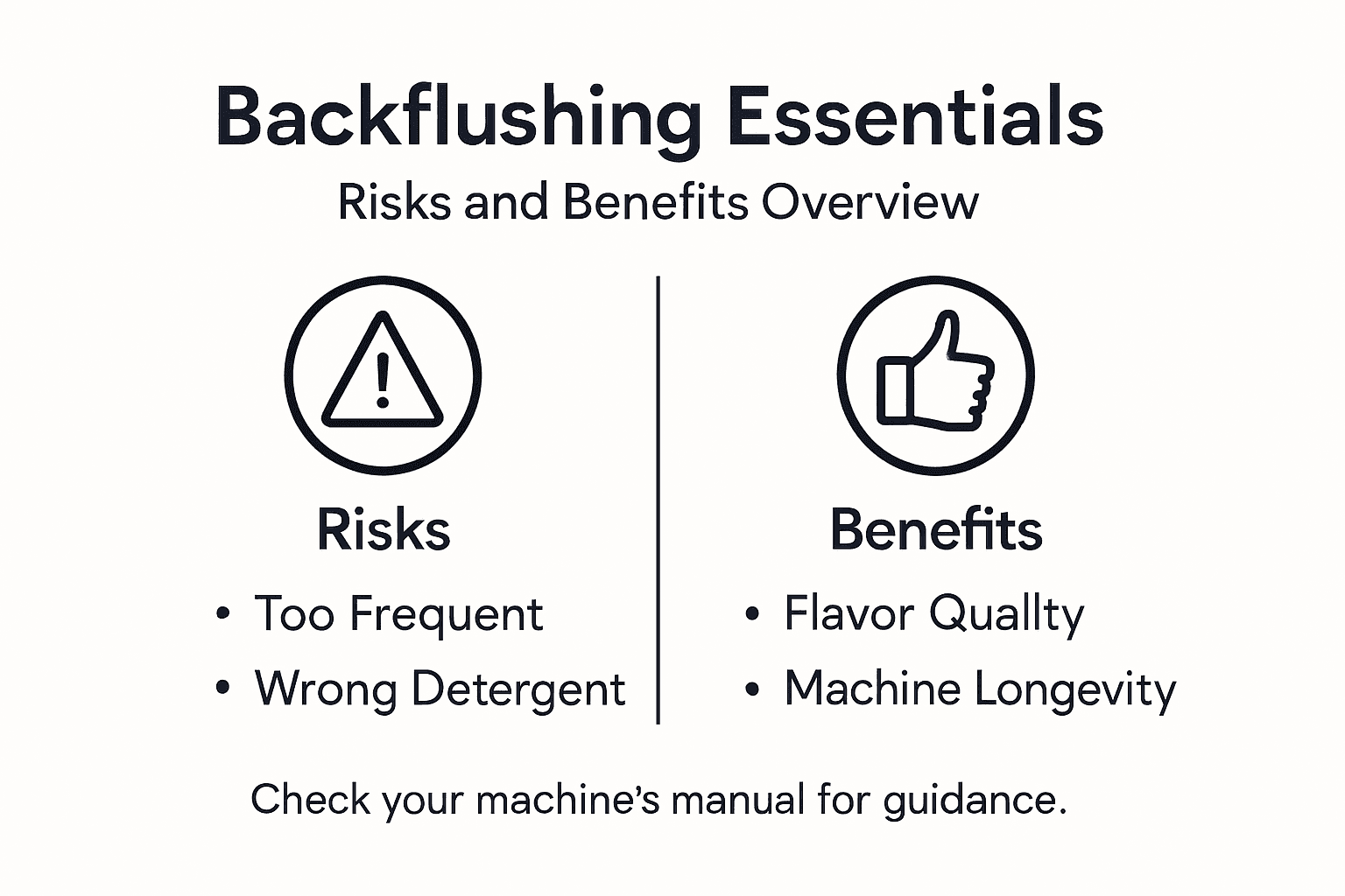Infographic showing risks and benefits of backflushing