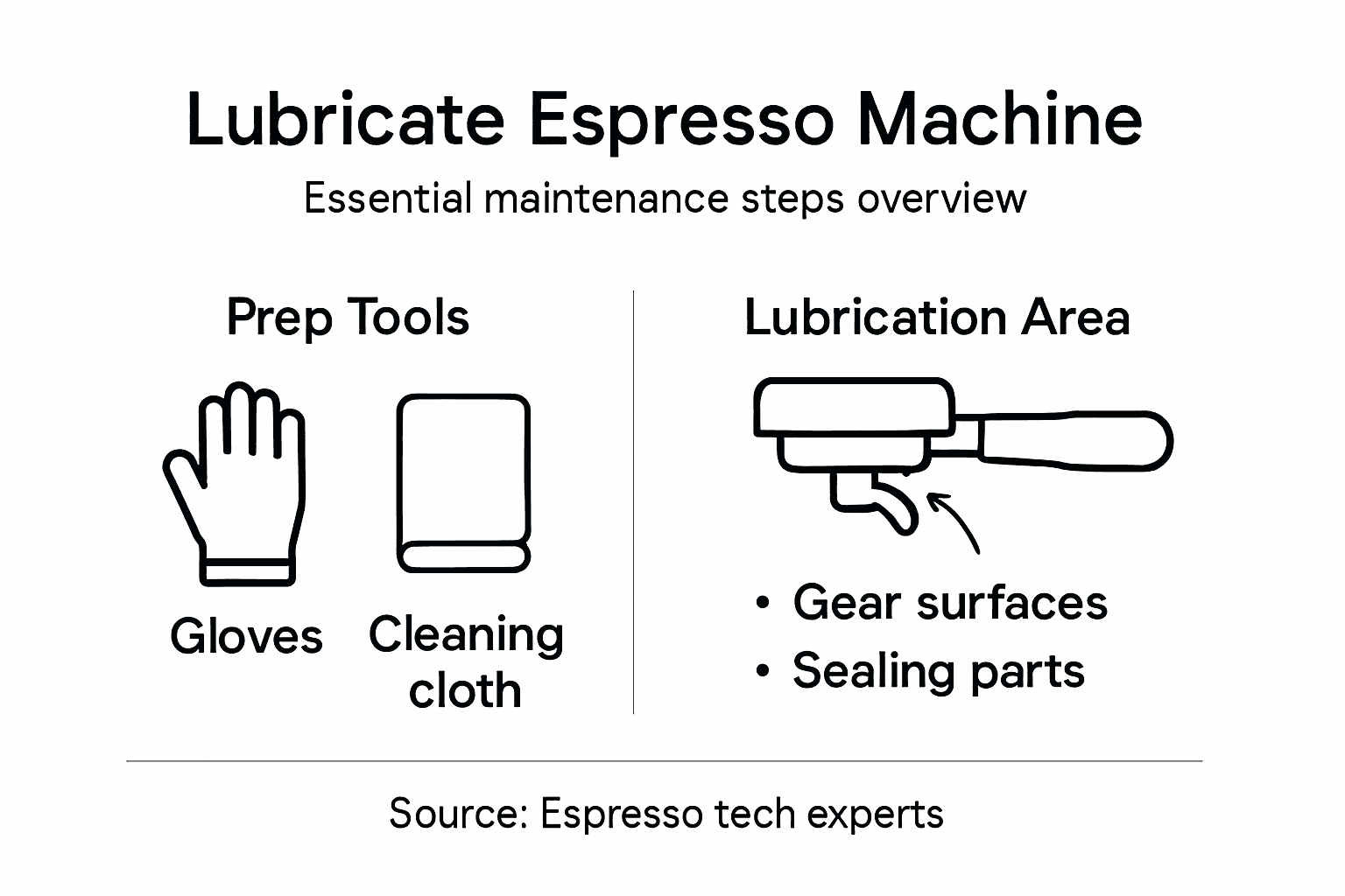 Infographic of espresso machine lubrication steps