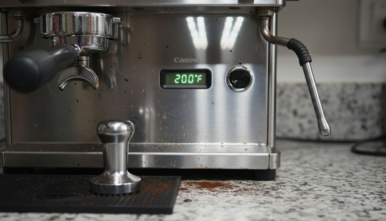 Close-up PID display on espresso machine