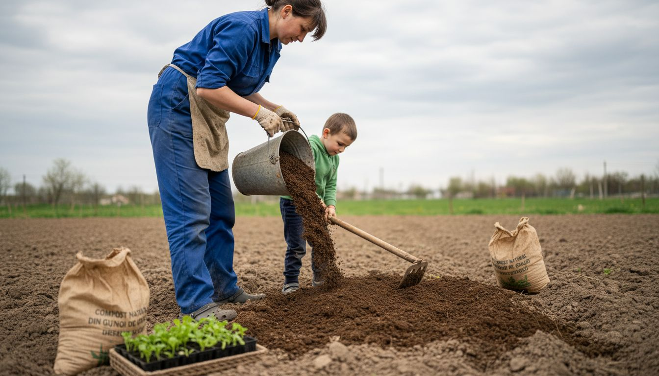 Folosirea compostului pregătit acasă de către întreaga familie în grădină
