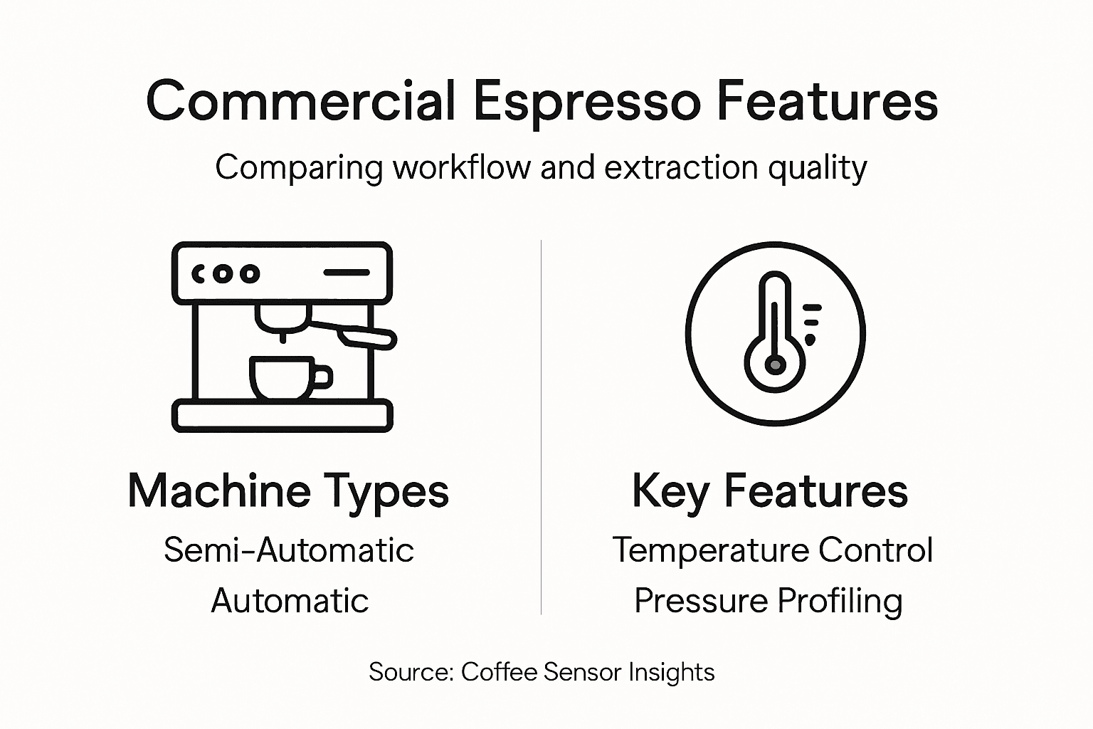 Infographic showing espresso machine feature comparison