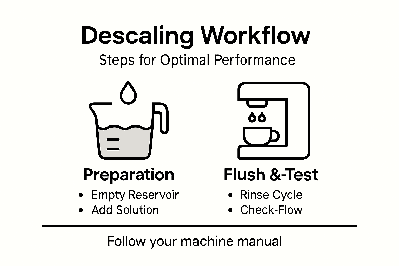 Infographic showing coffee machine descaling steps