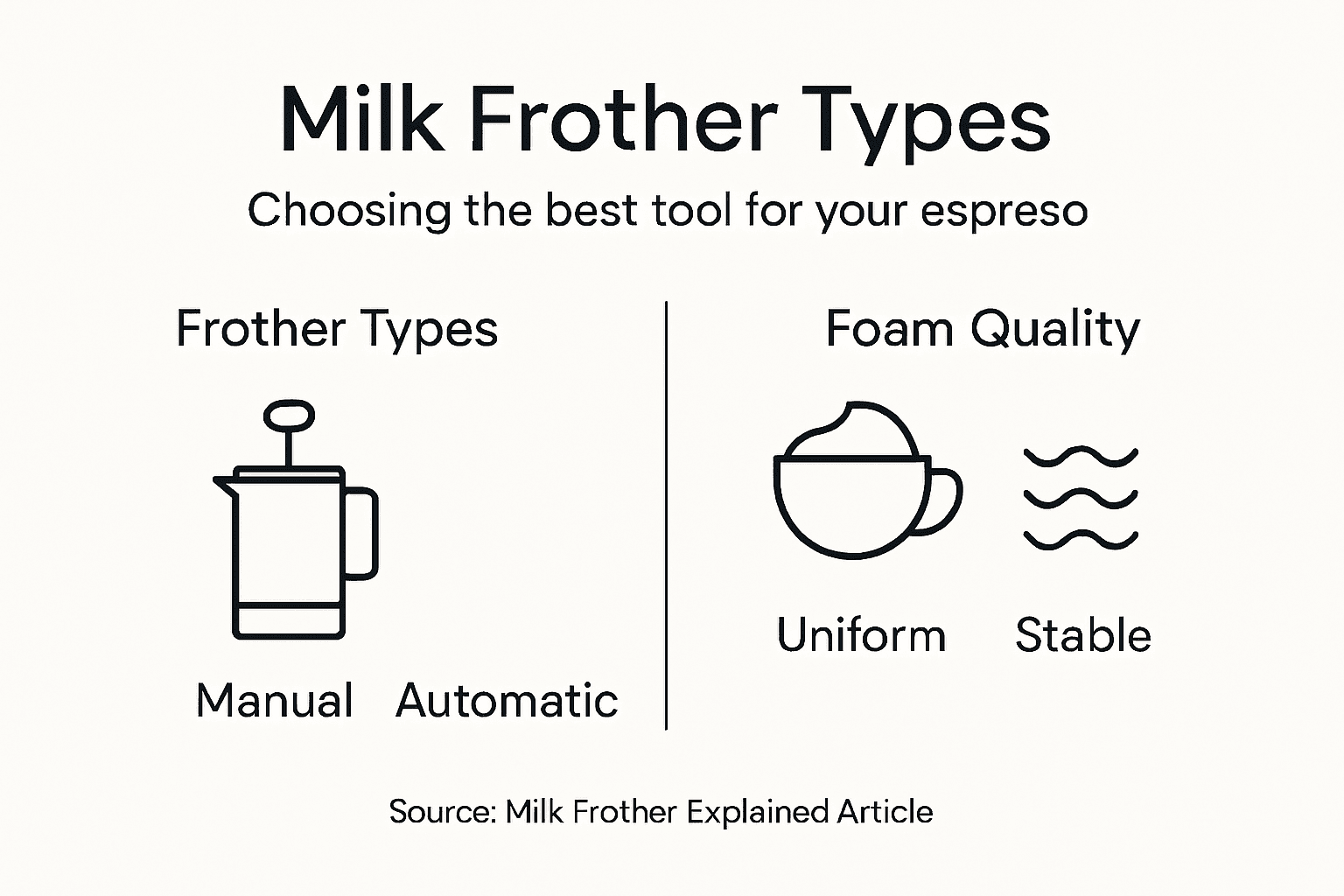 Infographic compares milk frother types and benefits